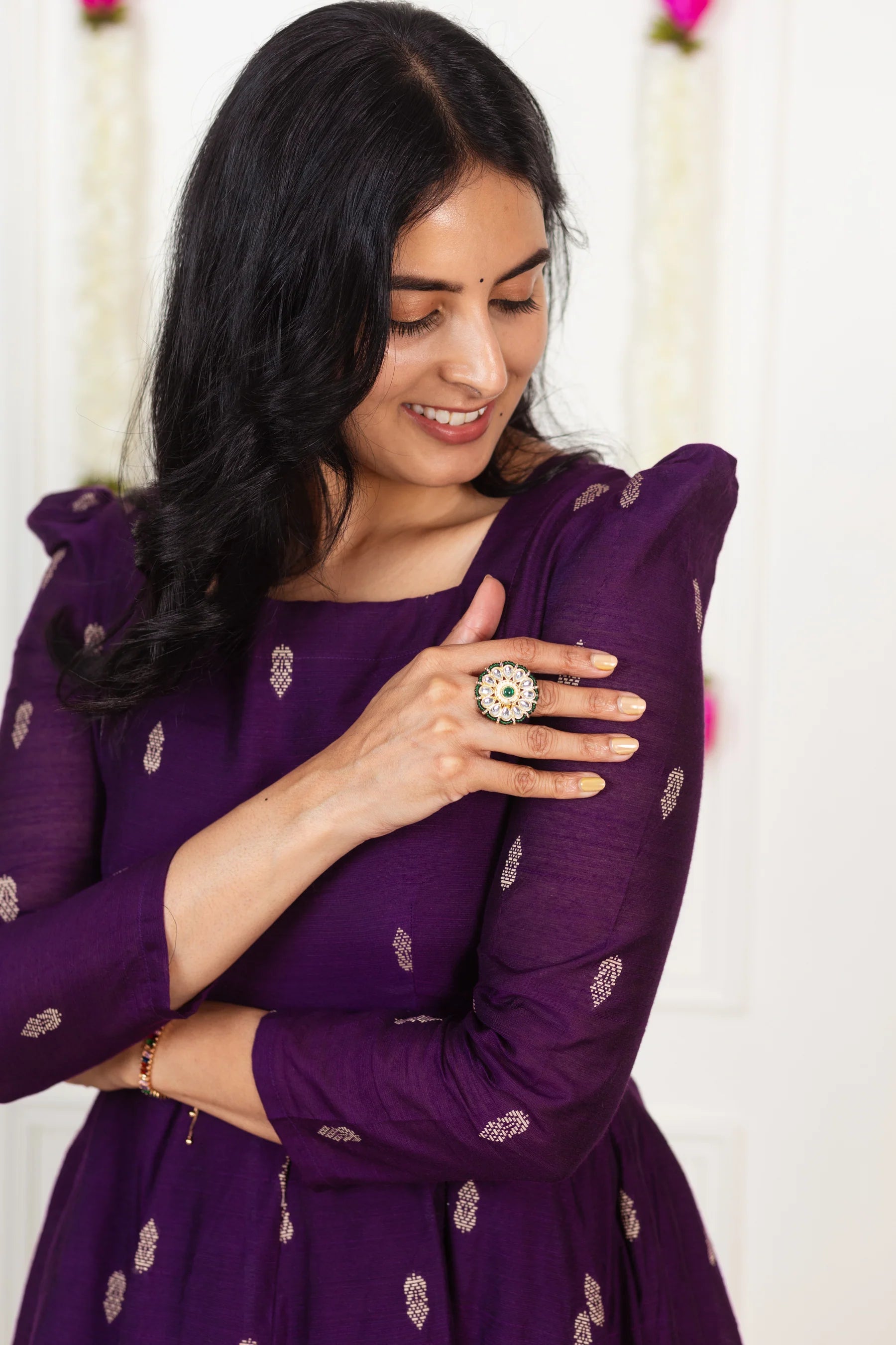 Beautiful Shade Of Purple Cotton Silk Kali Cut Maxi